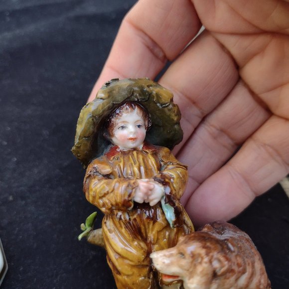 Pair of Volkstedt peasant girl/boy and their dogs figures, Germany c 1900- EUC - Picture 3 of 10